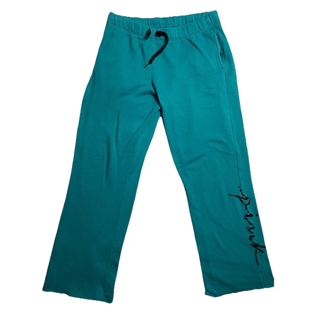 Victoria Secret PINK Heritage Pant Sweatpants Script Logo Small Green